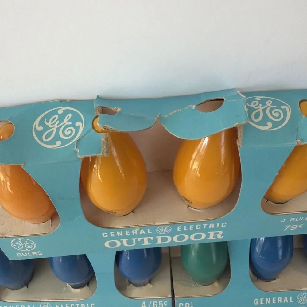 12 Vintage C9 1/2 GE Holiday Christmas Light Replacement Bulbs Yellow Blue Green